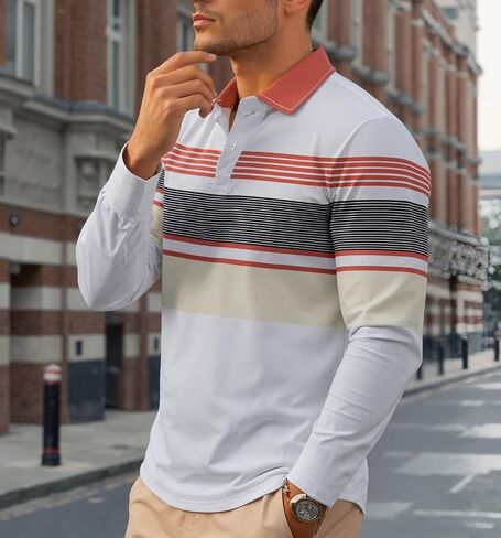 Collared Golf Shirts for Men Long Sleeve Mens Polo Moisture Wicking Casual, S-2XL in Saudi Arabia