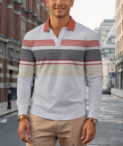 Collared Golf Shirts for Men Long Sleeve Mens Polo Moisture Wicking Casual, S-2XL in Saudi Arabia