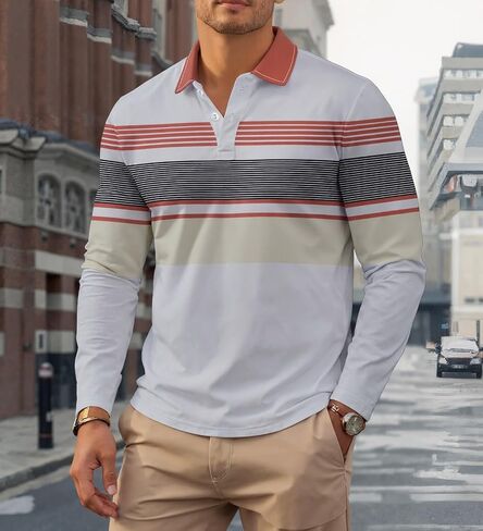 Collared Golf Shirts for Men Long Sleeve Mens Polo Moisture Wicking Casual, S-2XL in Saudi Arabia