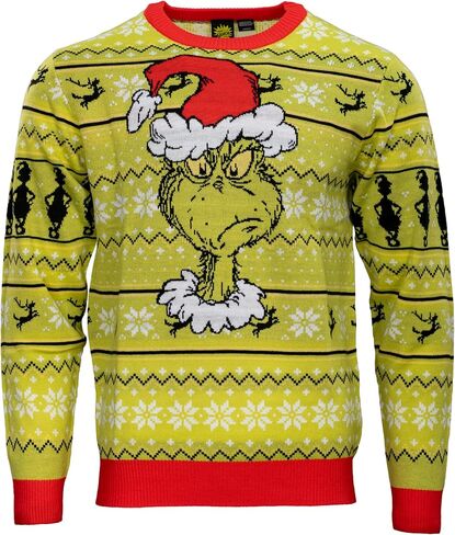 The Grinch Feeling Grinchy with Santa Hat Holiday Season Adult Ugly Christmas Sweater - Officially Licensed in Saudi Arabia