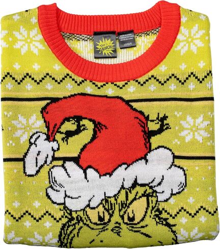 The Grinch Feeling Grinchy with Santa Hat Holiday Season Adult Ugly Christmas Sweater - Officially Licensed in Saudi Arabia