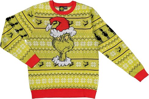 The Grinch Feeling Grinchy with Santa Hat Holiday Season Adult Ugly Christmas Sweater - Officially Licensed in Saudi Arabia