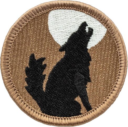 Coyote Silhouette with Glow-in-The-Dark Moon Patrol Patch - 2" Diameter Round Embroidered Patch (Hook Fastener) in Saudi Arabia