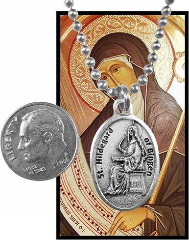 هدايا من Lulee, LLC بطاقة صلاة مباركة من Saint Hildegard von Bingen Sibyl of the Rhine Silver المؤكسد وسام ومجموعة مع كل شيء (مجموعة) in Kuwait