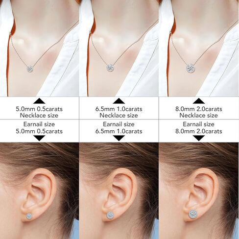 Moissanite Necklace and Earrings Set for Women/Men Crystal Gold/Silver Jewelry Prom Accessories Anniversary Birthday Party Moissanite Jewelry Set Gifts in Saudi Arabia