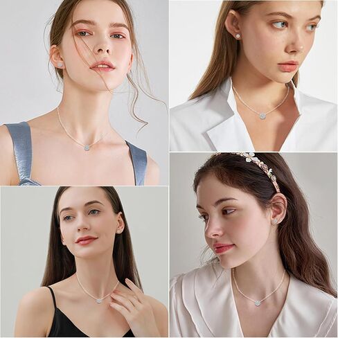 Moissanite Necklace and Earrings Set for Women/Men Crystal Gold/Silver Jewelry Prom Accessories Anniversary Birthday Party Moissanite Jewelry Set Gifts in Saudi Arabia