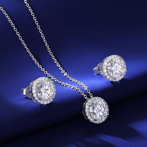 Moissanite Necklace and Earrings Set for Women/Men Crystal Gold/Silver Jewelry Prom Accessories Anniversary Birthday Party Moissanite Jewelry Set Gifts in Saudi Arabia