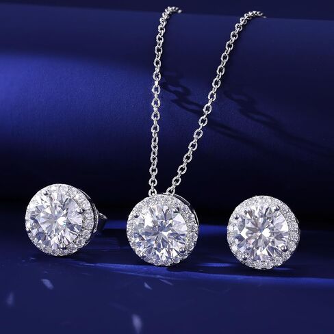 Moissanite Necklace and Earrings Set for Women/Men Crystal Gold/Silver Jewelry Prom Accessories Anniversary Birthday Party Moissanite Jewelry Set Gifts in Saudi Arabia