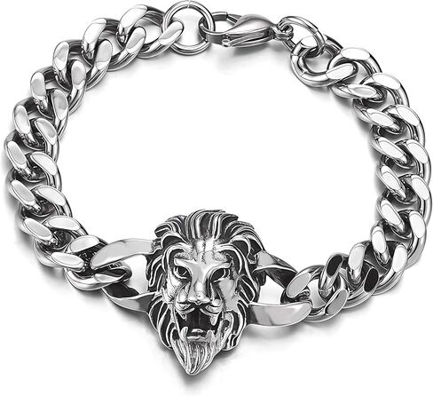 أساور للرجال من الفولاذ المقاوم للصدأ، سوار أسد مصقول للرجال، سوار سلسلة كبح راكبي الدراجات النارية وولف للرجال، بانك روك in Kuwait