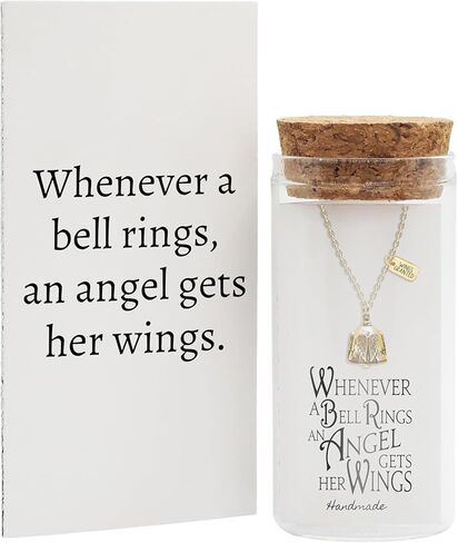 Joyfulle Bell Angel Wings Guardian قلادة قلادة، هدايا مسيحية دينية، هدايا عيد الشكر الافتراضية المصنوعة يدويًا للنساء مع بطاقة تهنئة ملهمة - مصنوعة يدويًا، ذهبية اللون in Saudi Arabia