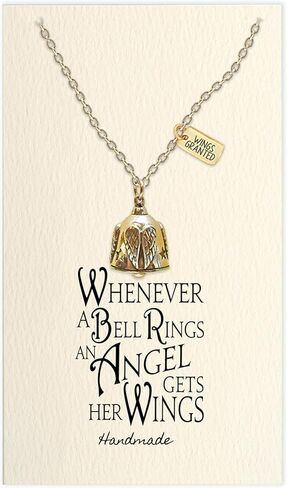 Joyfulle Bell Angel Wings Guardian قلادة قلادة، هدايا مسيحية دينية، هدايا عيد الشكر الافتراضية المصنوعة يدويًا للنساء مع بطاقة تهنئة ملهمة - مصنوعة يدويًا، ذهبية اللون in Saudi Arabia