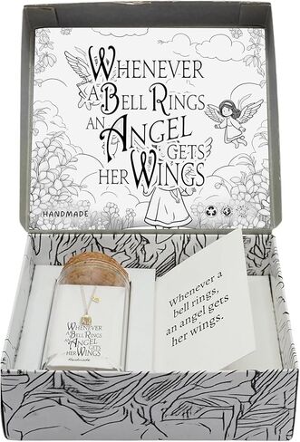 Joyfulle Bell Angel Wings Guardian قلادة قلادة، هدايا مسيحية دينية، هدايا عيد الشكر الافتراضية المصنوعة يدويًا للنساء مع بطاقة تهنئة ملهمة - مصنوعة يدويًا، ذهبية اللون in Saudi Arabia