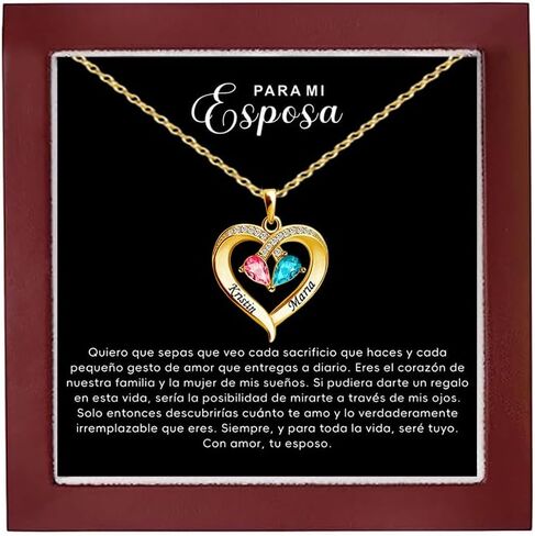 Custom Name,To My Wife Sterling Silver Heart Necklace Personalized Birthstone Necklace for Women Couple Birthday, Christmas, Valentine's Day gifts in Saudi Arabia