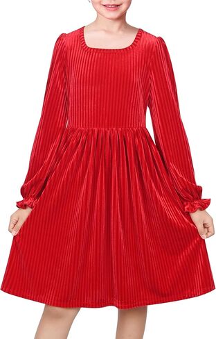 فستان للفتيات من Sunny Fashion فستان كاجوال بأكمام طويلة وقوس قزح وحيد القرن مقاس 3-8 in Kuwait