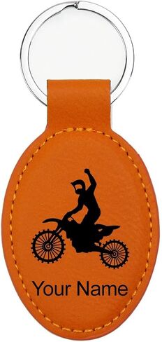 LaserGram Oval Keychain, Motocross, Personalized Engraving Included in Saudi Arabia