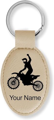 LaserGram Oval Keychain, Motocross, Personalized Engraving Included in Saudi Arabia