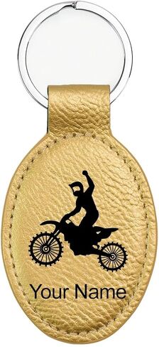 LaserGram Oval Keychain, Motocross, Personalized Engraving Included in Saudi Arabia