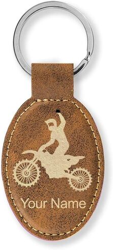 LaserGram Oval Keychain, Motocross, Personalized Engraving Included in Saudi Arabia