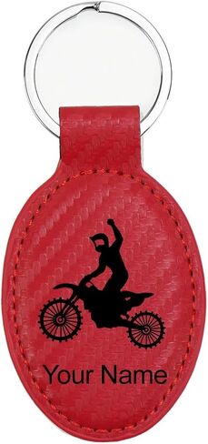 LaserGram Oval Keychain, Motocross, Personalized Engraving Included in Saudi Arabia