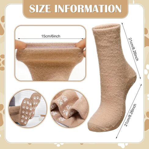 6 Pair Fuzzy Dog Socks for Women Slipper Socks Dog Mom Gifts Lovers Paw Print Funny Paw Soft Sleep with Grips Hospital Anti Slip in Saudi Arabia