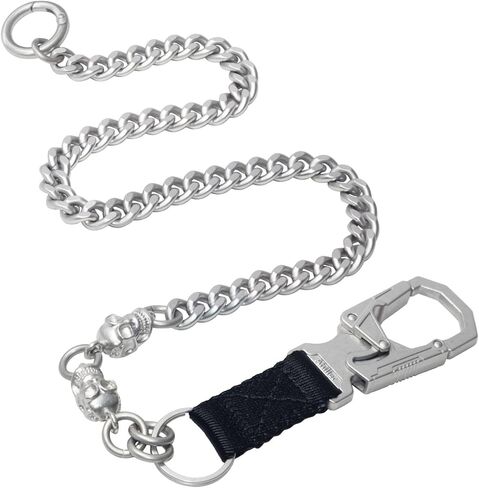 Ahiller Punk Wallet Chain Men,Heavy Duty Skull Biker Pocket Chain with Double Locking for Jeans, Pants, Hip Hop Accessories(BK-Gunmetal-1P) in Saudi Arabia