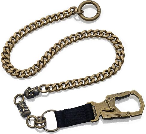 Ahiller Punk Wallet Chain Men,Heavy Duty Skull Biker Pocket Chain with Double Locking for Jeans, Pants, Hip Hop Accessories(BK-Gunmetal-1P) in Saudi Arabia