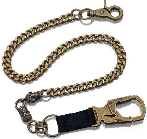 Ahiller Punk Wallet Chain Men,Heavy Duty Skull Biker Pocket Chain with Double Locking for Jeans, Pants, Hip Hop Accessories(BK-Gunmetal-1P) in Saudi Arabia