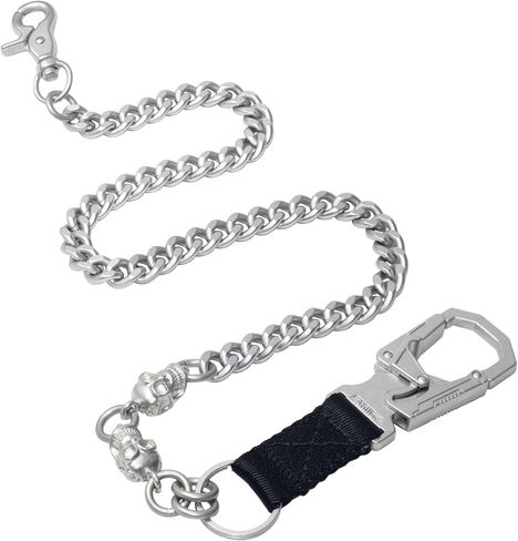 Ahiller Punk Wallet Chain Men,Heavy Duty Skull Biker Pocket Chain with Double Locking for Jeans, Pants, Hip Hop Accessories(BK-Gunmetal-1P) in Saudi Arabia