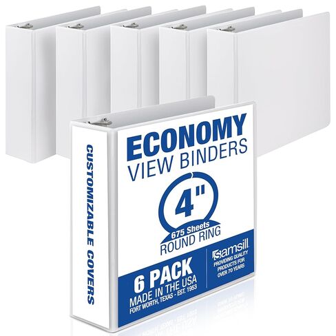 Samsill 0.5 Inch 3 Ring Binder, Made in USA, Economy Round Ring, Clear View Cover, 100 Sheet Capacity - for School, Home, Office - Pearl White in Kuwait