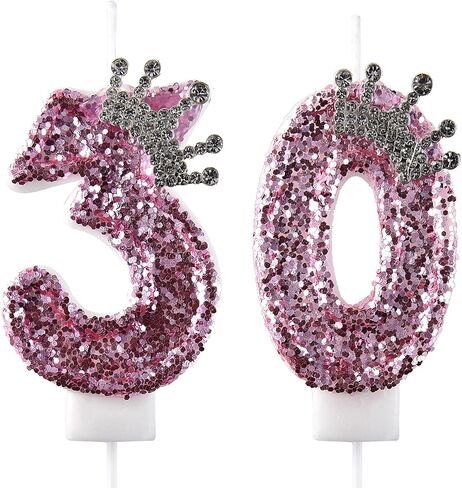 30 شمعة عيد ميلاد، شموع الكيك الثلاثين، عدد 30 شمعة عيد ميلاد لتزيين الجزء العلوي للكيك، أسود in Saudi Arabia