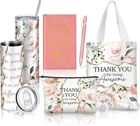 مجموعة هدايا تقدير مكونة من 6 قطع لزميلات العمل والنساء، شكرًا لك، هدايا زهرة الحبر للموظفين والمتطوعين والمساعدين الإداريين المحترفين (نمط عتيق) in Kuwait