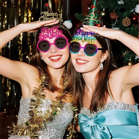 hoyuwak 6 PCS Happy New Year Eyeglasses Glitter Funny New Year Party Glasses Funny Party Sunglasses for Party Supplies in Saudi Arabia
