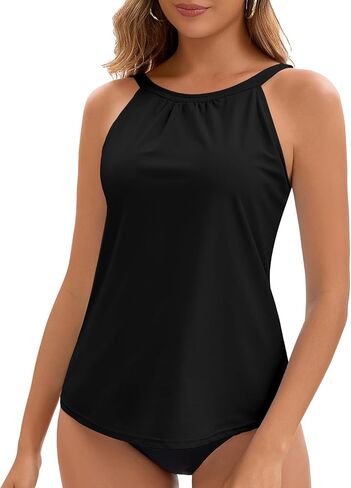 قمصان WOWENY Tankini للنساء ملابس سباحة ذات رسن علوي فقط بدلة استحمام برقبة عالية بدون الجزء السفلي in Kuwait