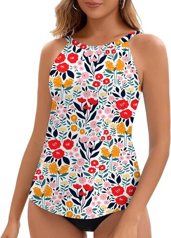 قمصان WOWENY Tankini للنساء ملابس سباحة ذات رسن علوي فقط بدلة استحمام برقبة عالية بدون الجزء السفلي in Kuwait