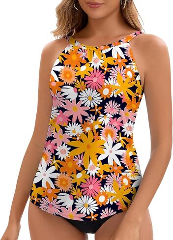 قمصان WOWENY Tankini للنساء ملابس سباحة ذات رسن علوي فقط بدلة استحمام برقبة عالية بدون الجزء السفلي in Kuwait