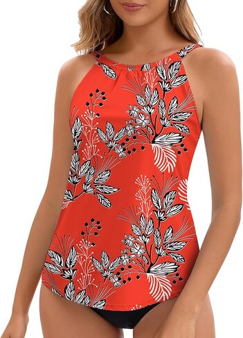 قمصان WOWENY Tankini للنساء ملابس سباحة ذات رسن علوي فقط بدلة استحمام برقبة عالية بدون الجزء السفلي in Kuwait
