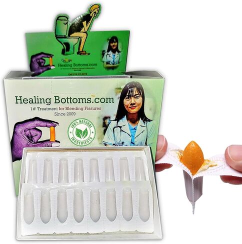 Anal Fissure Suppository | Expert Formulation for Rectal Bleeding Due to Anus Fissure, Hemorrhoids, Diarrhea, & Constipation | Made with Natural Curcumin & Turmeric Extract | 16ct in Saudi Arabia