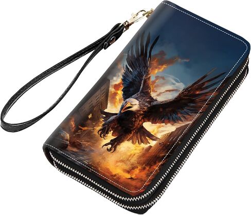 Cute Black Cat Face Print Women Large Capacity PU Leather Double Zipper Wallet, Multifunctional Clutch Purse for Cash/Card/Coin/Smart Phone in Saudi Arabia