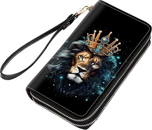 Cute Black Cat Face Print Women Large Capacity PU Leather Double Zipper Wallet, Multifunctional Clutch Purse for Cash/Card/Coin/Smart Phone in Saudi Arabia