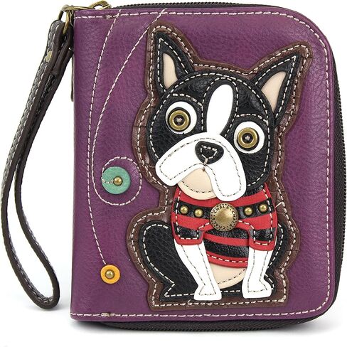CHALA Charming Animal Theme Deluxe Zip around Wallet (Purple Boston Terrier) in Saudi Arabia