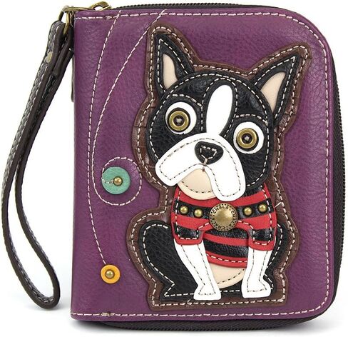 CHALA Charming Animal Theme Deluxe Zip around Wallet (Purple Boston Terrier) in Saudi Arabia
