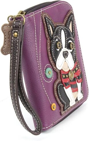 CHALA Charming Animal Theme Deluxe Zip around Wallet (Purple Boston Terrier) in Saudi Arabia