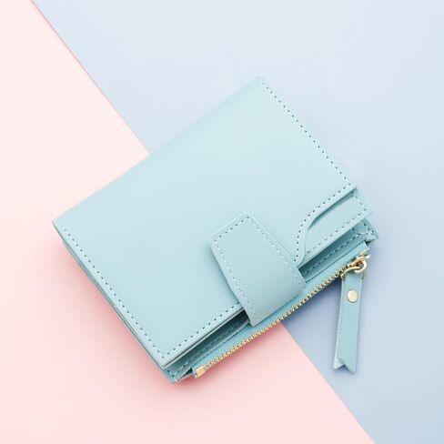 Small Wallet Women Blocking Soft Leather Bifold Compact Card Holder Wallet for Women with Zipper Coin Pocket in Saudi Arabia