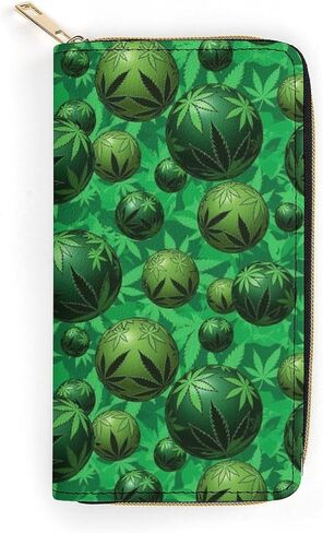 Unisex Large Capacity Leather Wallet Purple Sky Palm Trees, Secure Lightweight Printed Design, Portable Purse for Daily Use & Outdoor Activities in Saudi Arabia