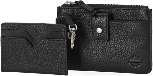 Harley-Davidson Women's Pebble Leather Bar & Shield Vintage Wallet - Black in Saudi Arabia