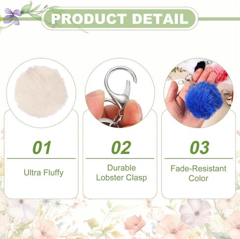 uxcell Pompoms Charm Bulk, Pom Keyring Large Pompoms Bulk Keychain for Keychains Bags Purse in Saudi Arabia
