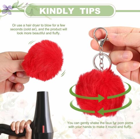 uxcell Pompoms Charm Bulk, Pom Keyring Large Pompoms Bulk Keychain for Keychains Bags Purse in Saudi Arabia