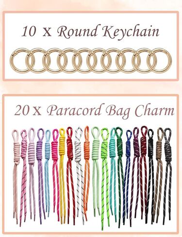 20/30 Pack Paracord Keychain Rope Bag Charms Colorful Braided Charms for Key Chain Purse Backpack Handbag in Saudi Arabia
