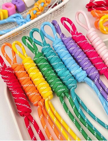 20/30 Pack Paracord Keychain Rope Bag Charms Colorful Braided Charms for Key Chain Purse Backpack Handbag in Saudi Arabia