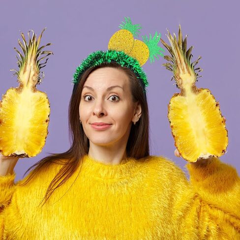 Pineapple Headband Funny Fruit Headband Glitter Hairband Hawaiian Headpiece Beach Summer Tropical Party Headwear Halloween Costume Cosplay Hair Accessories in Saudi Arabia